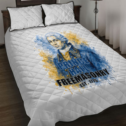 Prince Hall Freemasonry Quilt Bed Set Square And Compass Letter G Watercolor Portrait Art