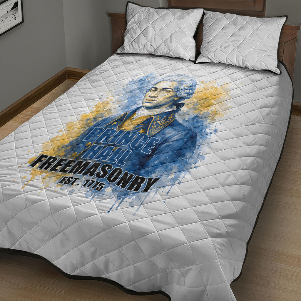 Prince Hall Freemasonry Quilt Bed Set Square And Compass Letter G Watercolor Portrait Art