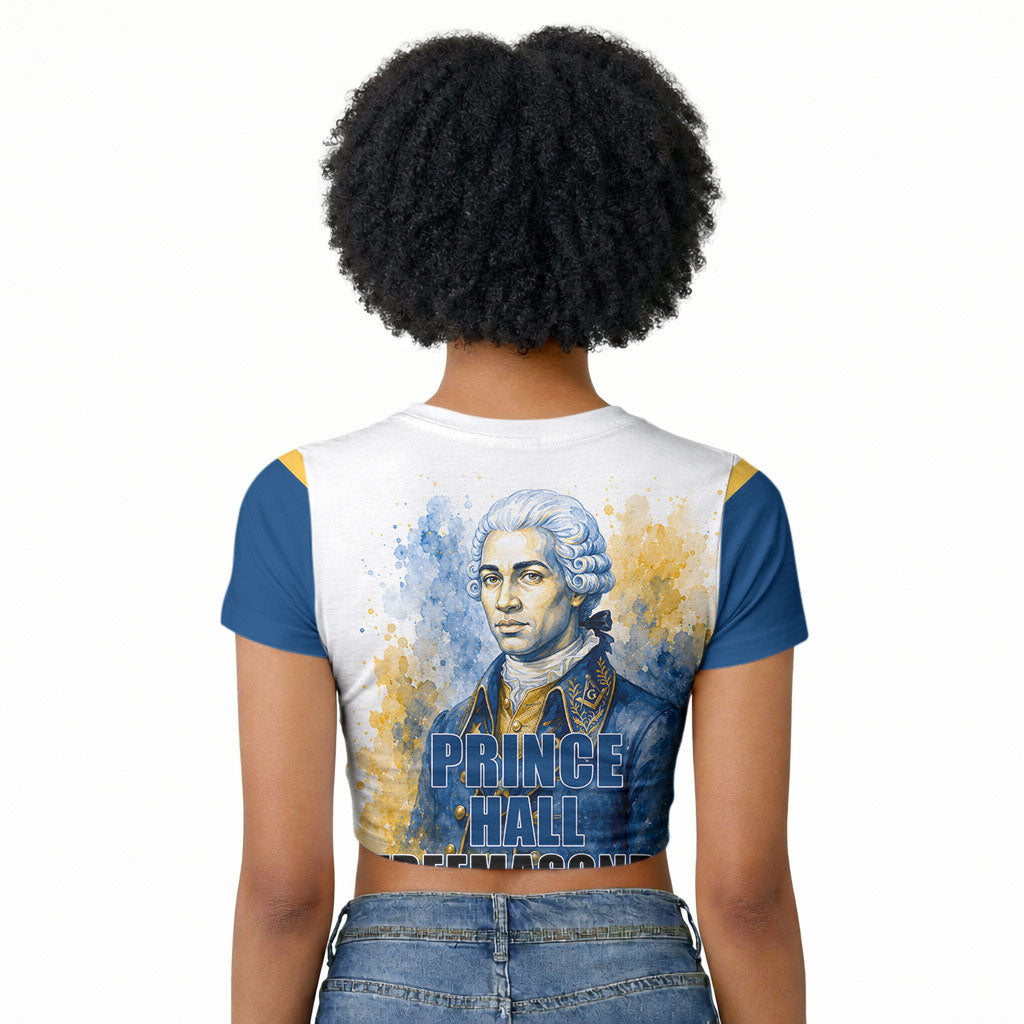Prince Hall Freemasonry Raglan Cropped T shirt Square And Compass Letter G Watercolor Portrait Art