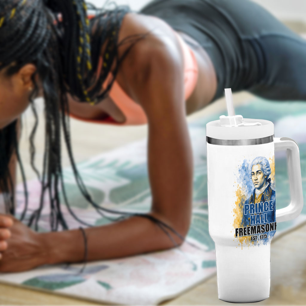 Prince Hall Freemasonry Tumbler With Handle Square And Compass Letter G Watercolor Portrait Art