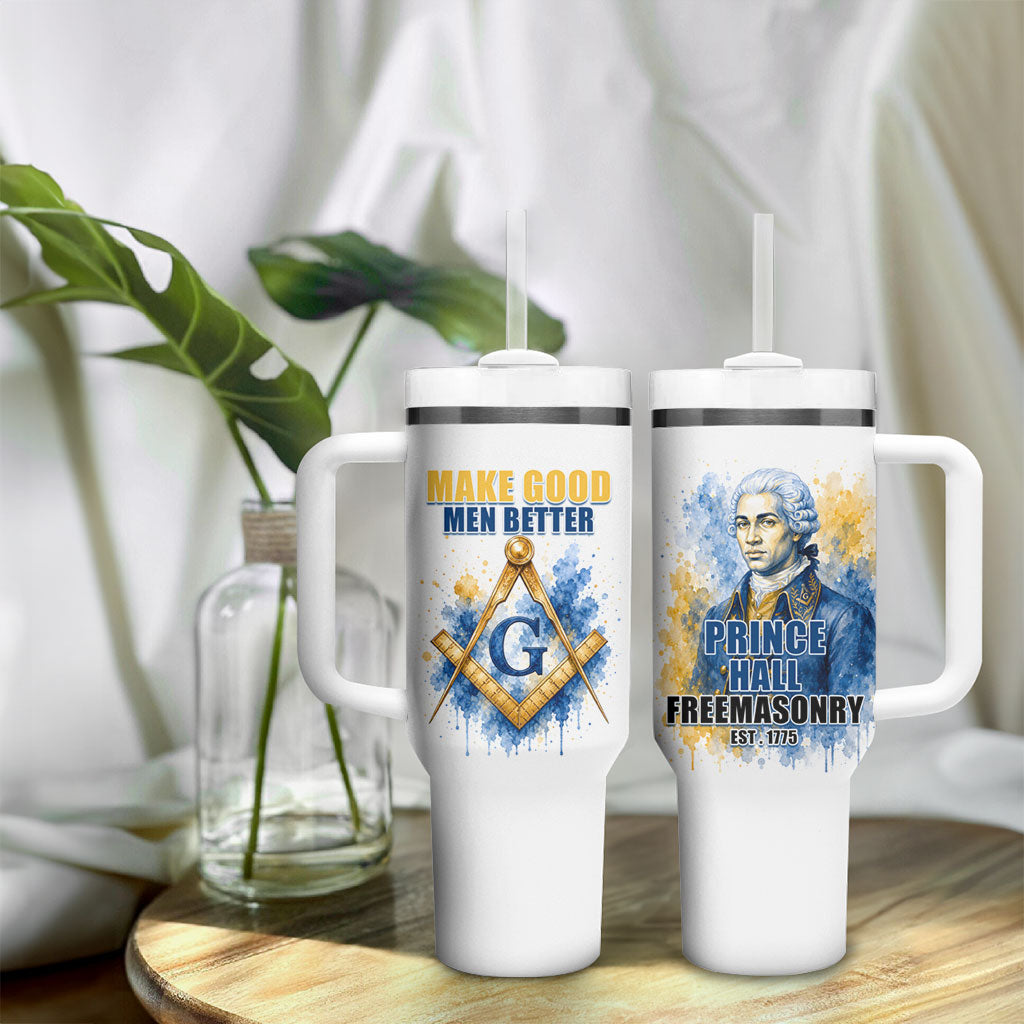 Prince Hall Freemasonry Tumbler With Handle Square And Compass Letter G Watercolor Portrait Art
