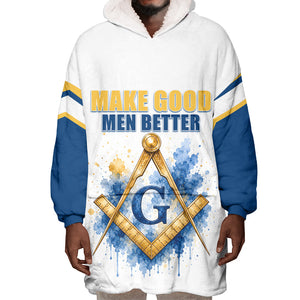 Prince Hall Freemasonry Wearable Blanket Hoodie Square And Compass Letter G Watercolor Portrait Art
