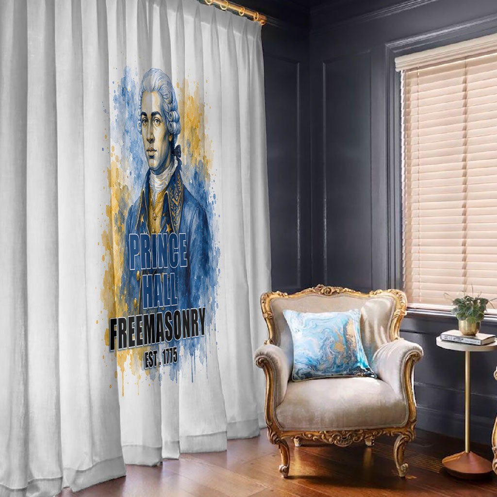 Prince Hall Freemasonry Window Curtain Square And Compass Letter G Watercolor Portrait Art