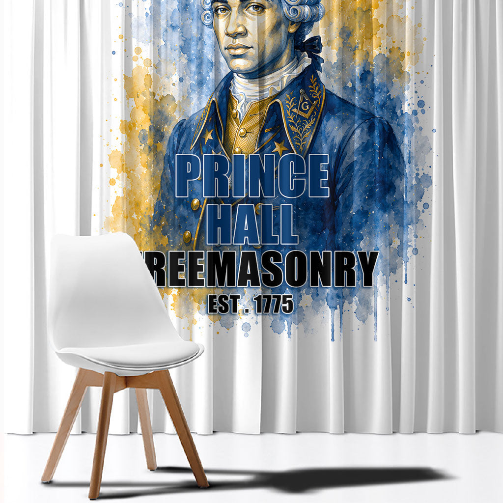 Prince Hall Freemasonry Window Curtain Square And Compass Letter G Watercolor Portrait Art
