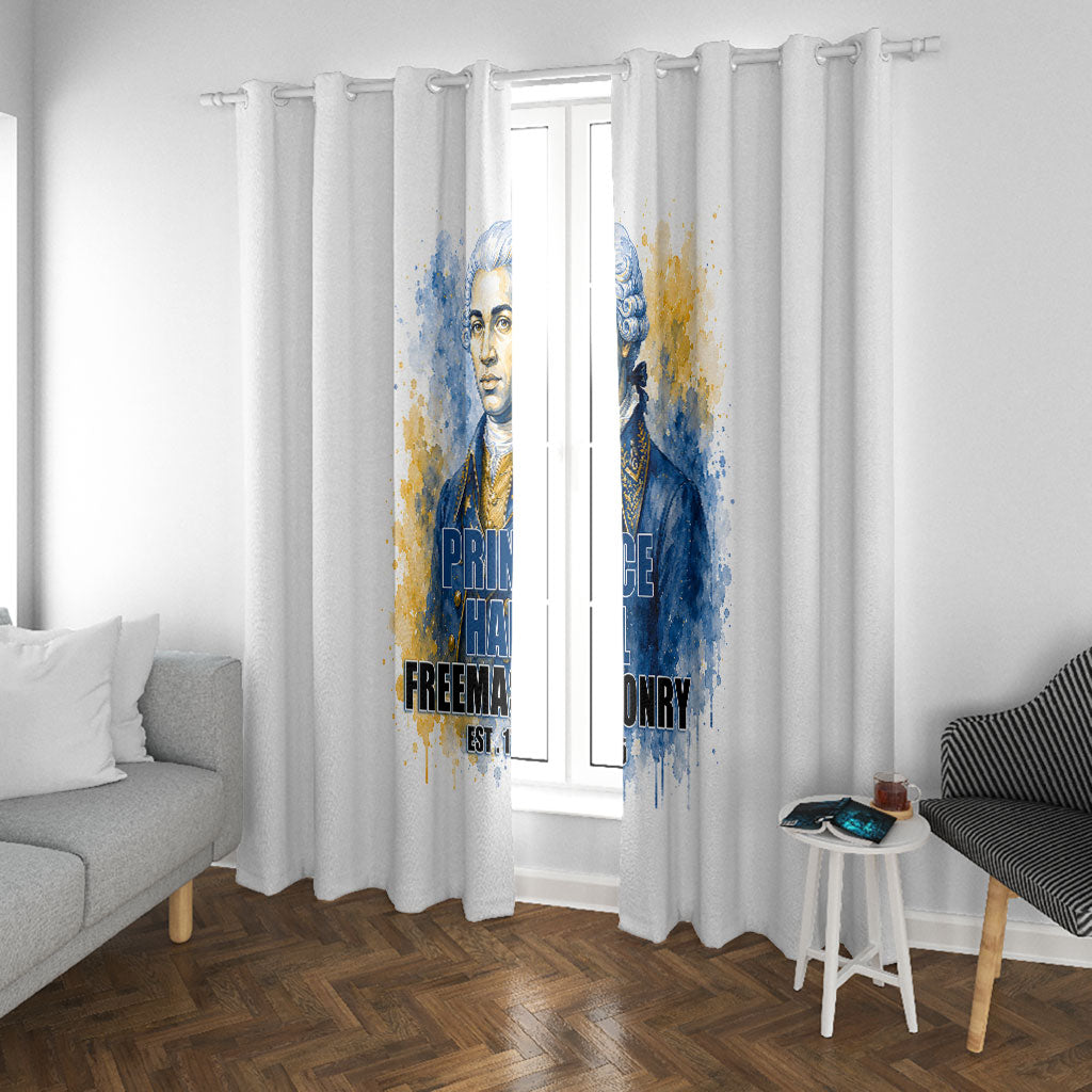 Prince Hall Freemasonry Window Curtain Square And Compass Letter G Watercolor Portrait Art