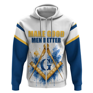 Prince Hall Freemasonry Zip Hoodie Square And Compass Letter G Watercolor Portrait Art