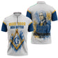 Prince Hall Freemasonry Zipper Polo Shirt Square And Compass Letter G Watercolor Portrait Art