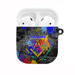 Prince Hall Freemasonry AirPods Case Colorful Graffiti Paint Splatter On Urban Stone Wall