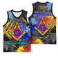 Prince Hall Freemasonry Basketball Jersey Colorful Graffiti Paint Splatter On Urban Stone Wall