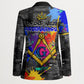 Prince Hall Freemasonry Blazer Colorful Graffiti Paint Splatter On Urban Stone Wall
