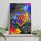 Prince Hall Freemasonry Canvas Wall Art Colorful Graffiti Paint Splatter On Urban Stone Wall
