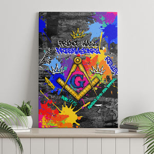 Prince Hall Freemasonry Canvas Wall Art Colorful Graffiti Paint Splatter On Urban Stone Wall