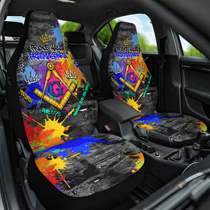 Prince Hall Freemasonry Car Seat Cover Colorful Graffiti Paint Splatter On Urban Stone Wall