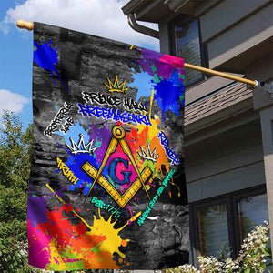 Prince Hall Freemasonry Garden Flag Colorful Graffiti Paint Splatter On Urban Stone Wall