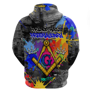 Prince Hall Freemasonry Hoodie Colorful Graffiti Paint Splatter On Urban Stone Wall