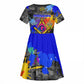 Prince Hall Freemasonry Kid Short Sleeve Dress Colorful Graffiti Paint Splatter On Urban Stone Wall