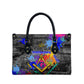 Prince Hall Freemasonry Leather Bag Colorful Graffiti Paint Splatter On Urban Stone Wall