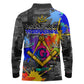 Prince Hall Freemasonry Long Sleeve Polo Shirt Colorful Graffiti Paint Splatter On Urban Stone Wall