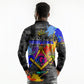 Prince Hall Freemasonry Long Sleeve Polo Shirt Colorful Graffiti Paint Splatter On Urban Stone Wall