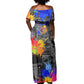 Prince Hall Freemasonry Off Shoulder Maxi Dress Colorful Graffiti Paint Splatter On Urban Stone Wall