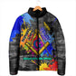 Prince Hall Freemasonry Padded Jacket Colorful Graffiti Paint Splatter On Urban Stone Wall