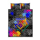 Prince Hall Freemasonry Quilt Bed Set Colorful Graffiti Paint Splatter On Urban Stone Wall