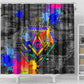 Prince Hall Freemasonry Shower Curtain Colorful Graffiti Paint Splatter On Urban Stone Wall