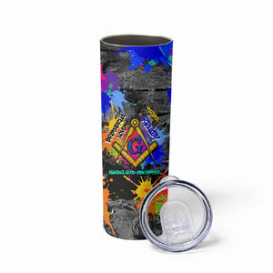 Prince Hall Freemasonry Skinny Tumbler Colorful Graffiti Paint Splatter On Urban Stone Wall