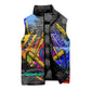 Prince Hall Freemasonry Sleeveless Puffer Jacket Colorful Graffiti Paint Splatter On Urban Stone Wall