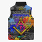 Prince Hall Freemasonry Sleeveless Puffer Jacket Colorful Graffiti Paint Splatter On Urban Stone Wall