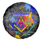 Prince Hall Freemasonry Spare Tire Cover Colorful Graffiti Paint Splatter On Urban Stone Wall