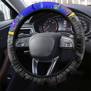 Prince Hall Freemasonry Steering Wheel Cover Colorful Graffiti Paint Splatter On Urban Stone Wall