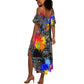 Prince Hall Freemasonry Summer Maxi Dress Colorful Graffiti Paint Splatter On Urban Stone Wall