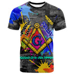 Prince Hall Freemasonry T shirt Colorful Graffiti Paint Splatter On Urban Stone Wall