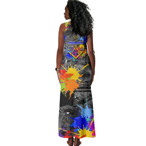 Prince Hall Freemasonry Tank Maxi Dress Colorful Graffiti Paint Splatter On Urban Stone Wall