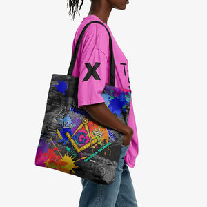 Prince Hall Freemasonry Tote Bag Colorful Graffiti Paint Splatter On Urban Stone Wall