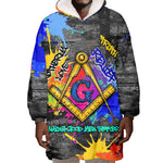 Prince Hall Freemasonry Wearable Blanket Hoodie Colorful Graffiti Paint Splatter On Urban Stone Wall