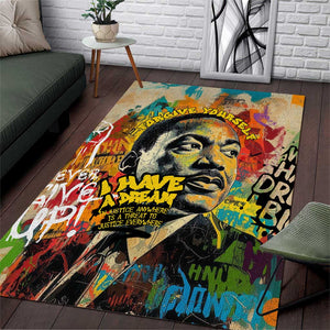 Martin Luther King Graffiti Afro Area Rug Colorful Spray Paint Quotes and Crown - African Pride