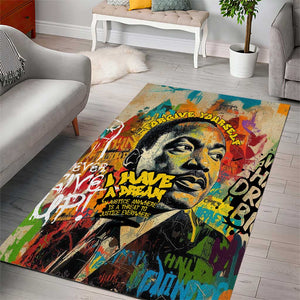 Martin Luther King Graffiti Afro Area Rug Colorful Spray Paint Quotes and Crown - African Pride