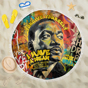 Martin Luther King Graffiti Afro Beach Blanket Colorful Spray Paint Quotes and Crown - African Pride