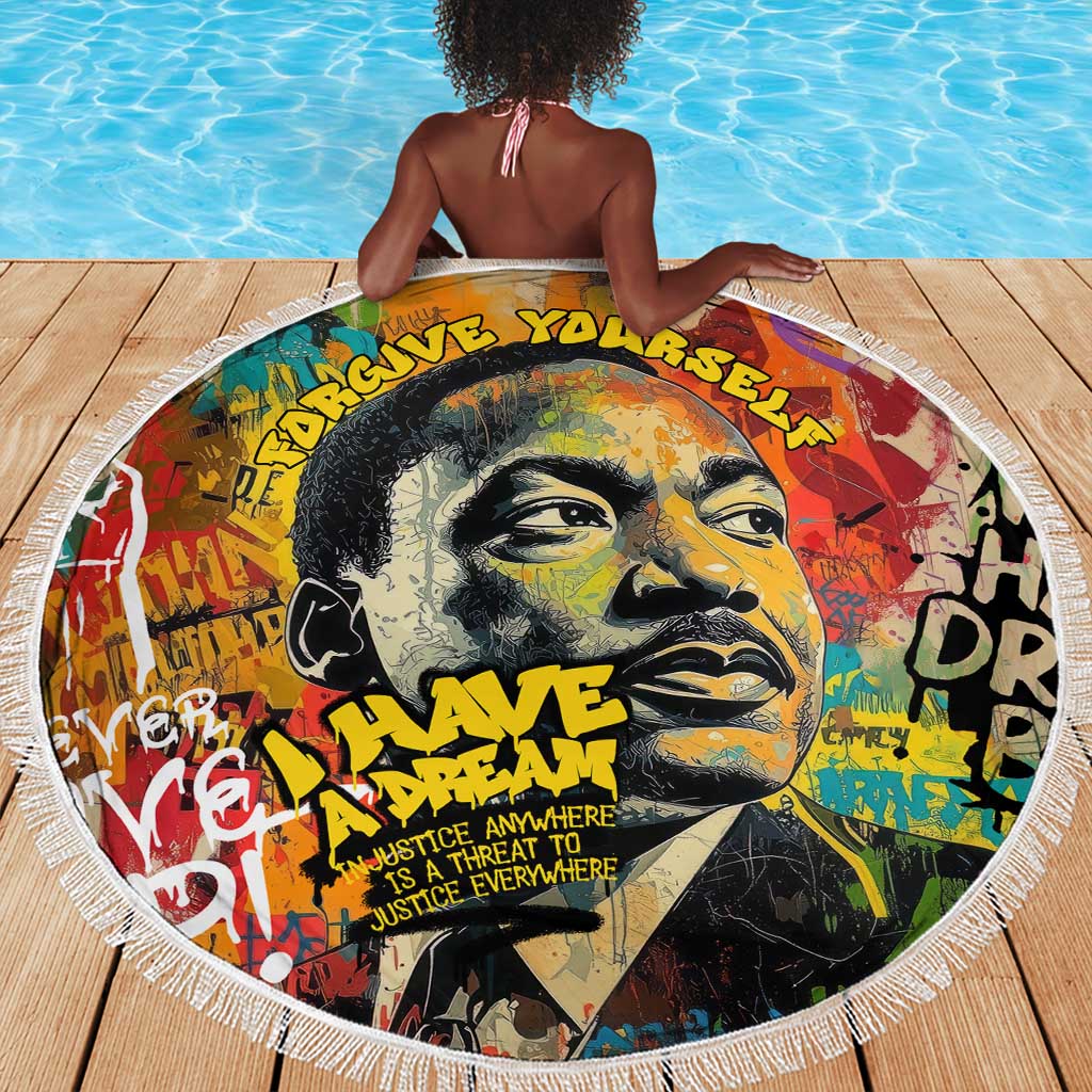 Martin Luther King Graffiti Afro Beach Blanket Colorful Spray Paint Quotes and Crown - African Pride
