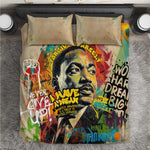 Martin Luther King Graffiti Afro Bedding Set Colorful Spray Paint Quotes and Crown - African Pride