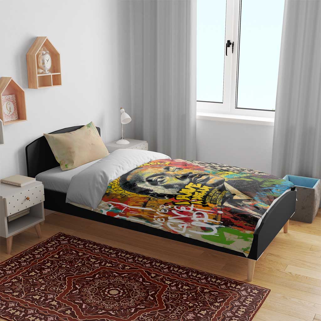 Martin Luther King Graffiti Afro Bedding Set Colorful Spray Paint Quotes and Crown - African Pride