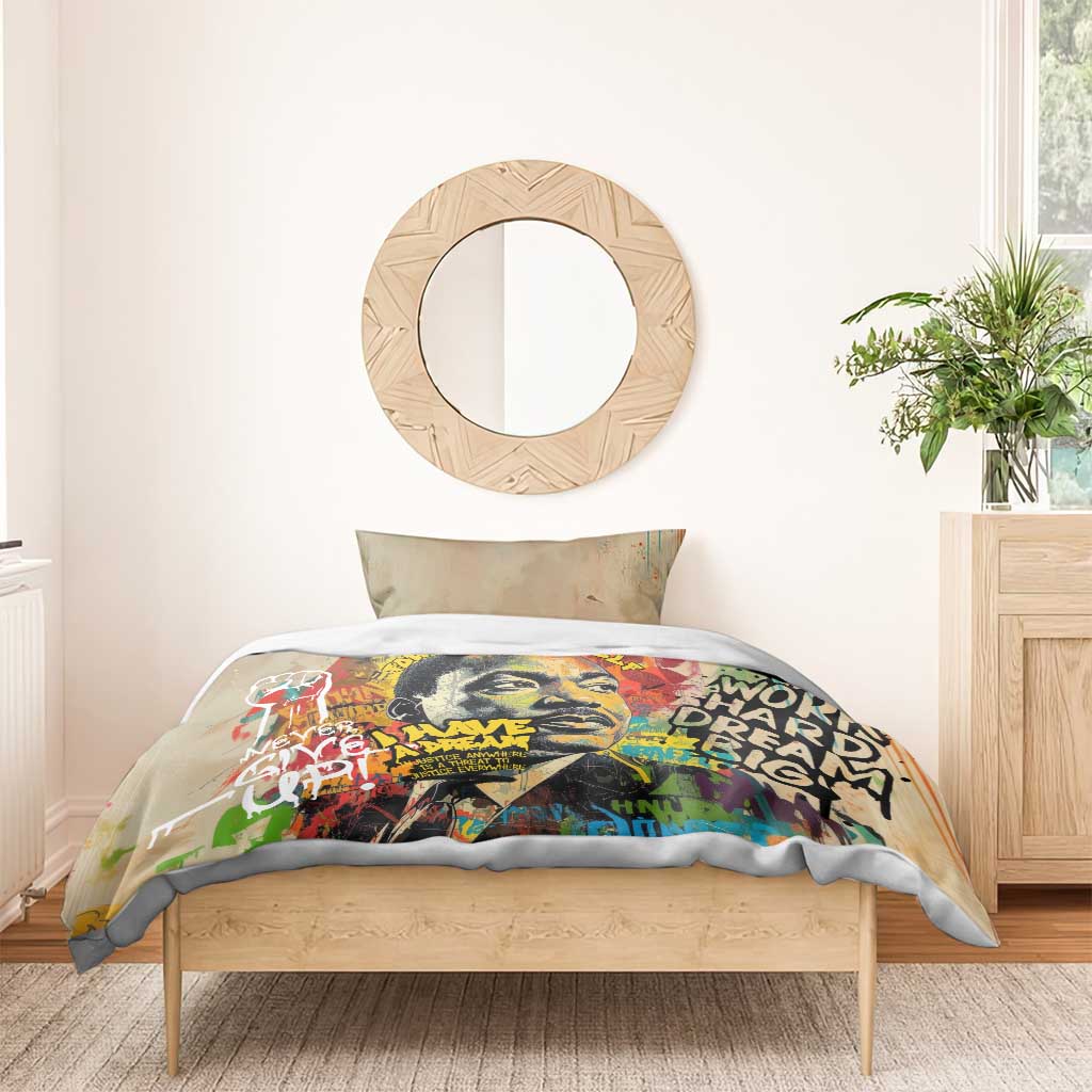 Martin Luther King Graffiti Afro Bedding Set Colorful Spray Paint Quotes and Crown - African Pride