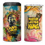 Martin Luther King Graffiti Afro 4 in 1 Can Cooler Tumbler Colorful Spray Paint Quotes and Crown - African Pride