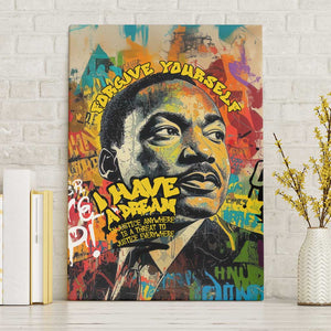 Martin Luther King Graffiti Afro Canvas Wall Art Colorful Spray Paint Quotes and Crown - African Pride