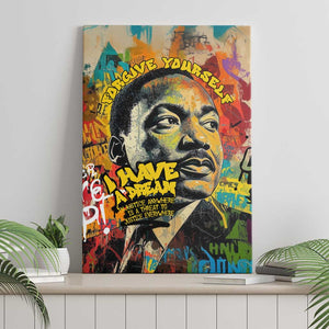 Martin Luther King Graffiti Afro Canvas Wall Art Colorful Spray Paint Quotes and Crown - African Pride