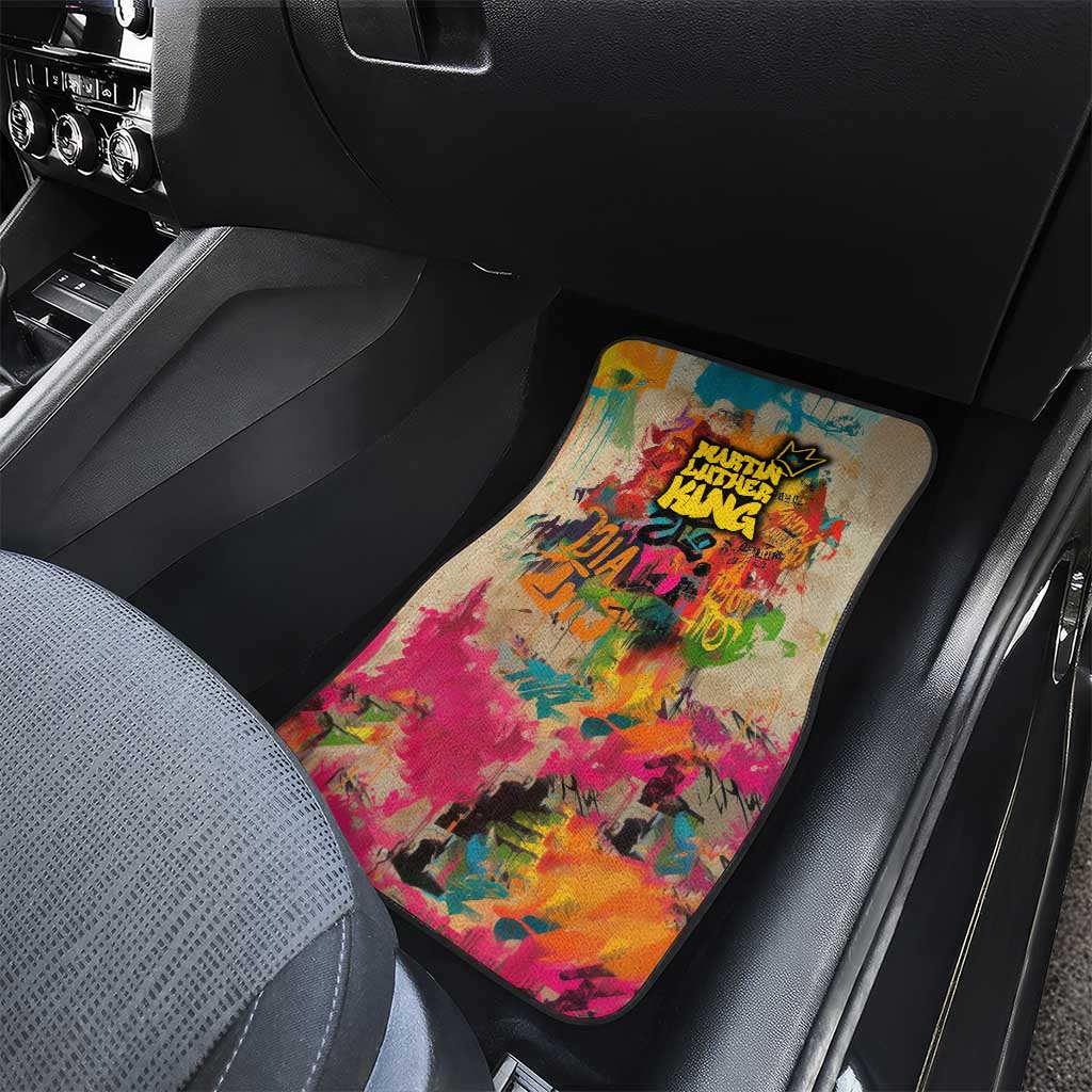 Martin Luther King Graffiti Afro Car Mats Colorful Spray Paint Quotes and Crown - African Pride
