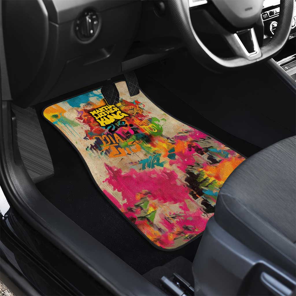 Martin Luther King Graffiti Afro Car Mats Colorful Spray Paint Quotes and Crown - African Pride