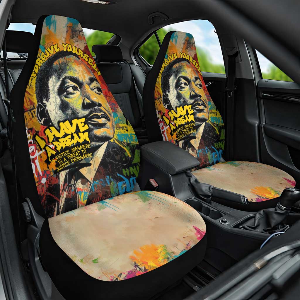 Martin Luther King Graffiti Afro Car Seat Cover Colorful Spray Paint Quotes and Crown - African Pride